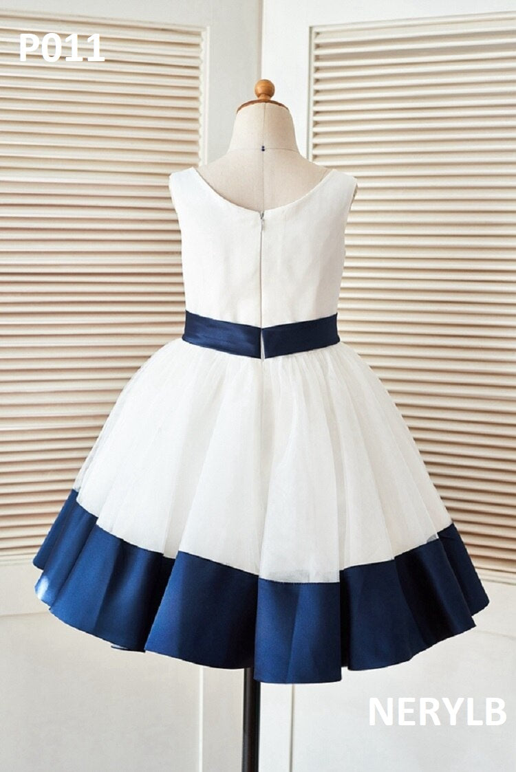 P011 Tulle and satin flower girl dress / Vestido Niña tul y satin