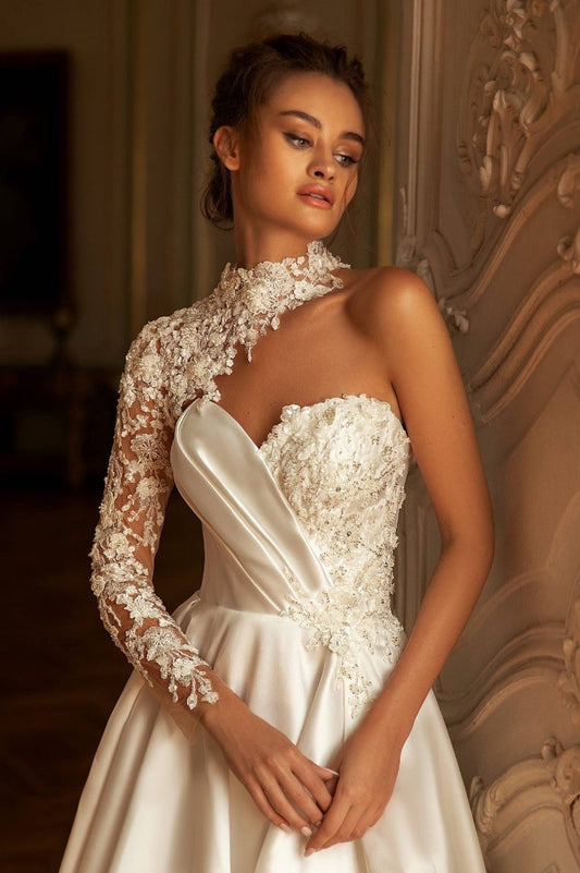 VN23030 Spectacular wedding dress One shoulder/ Espectacular vestido de novia un hombro