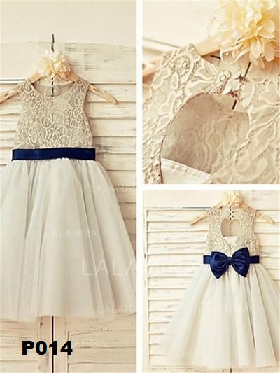 P014 Lace Flower Girl Dress / Vestido de niña con Encaje
