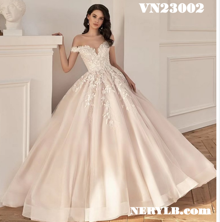 VN23002 off shoulders Wedding dress/ Vestido de Novia