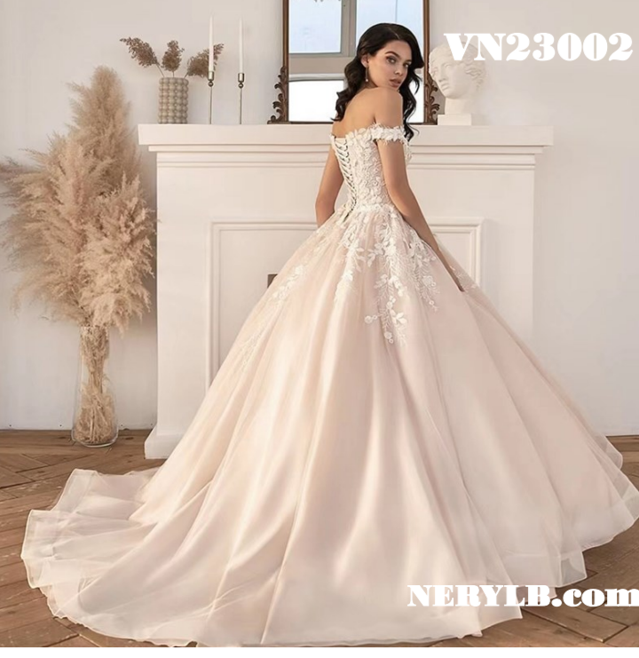 VN23002 off shoulders Wedding dress/ Vestido de Novia