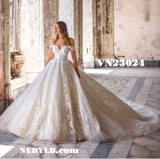 VN23024 Wedding dress off shoulder/ Vestido de Novia hombros caidos