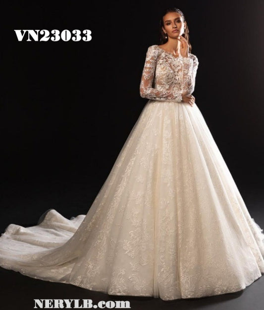 VN23033 Wedding dress long sleeves/ Vestido de Novia manga larga