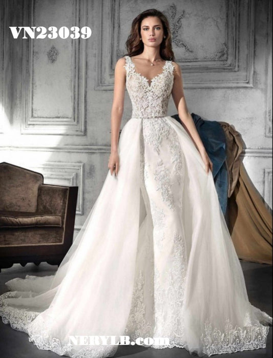 VN23039 2 in 1 Wedding dress/ Vestido de Novia Convertible