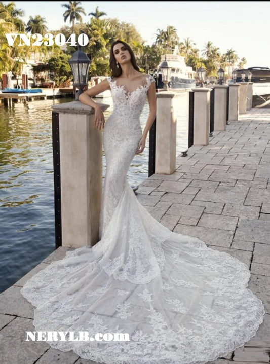 VN23040 Mermaid Wedding dress long train/ Vestido de Novia Sirena cola larga