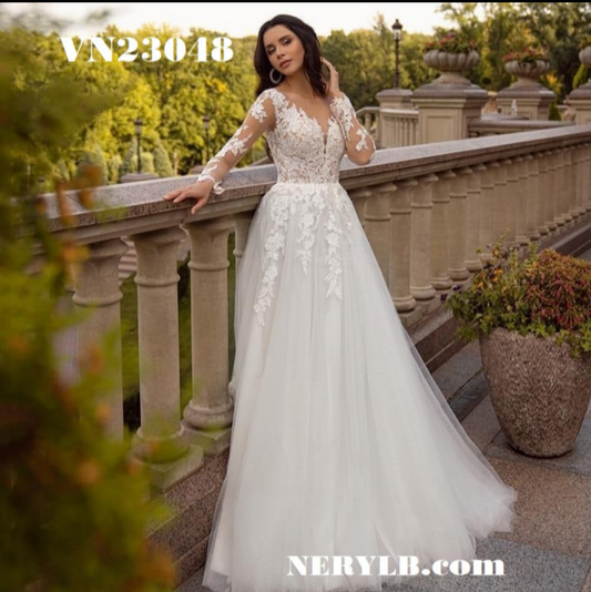VN23048 Romantic wedding dress, long sleeves