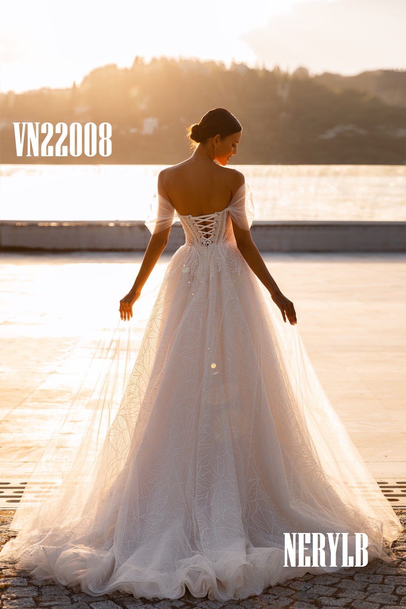 VN22008 Bare shoulders wedding dress / Vestido de novia hombros descubiertos