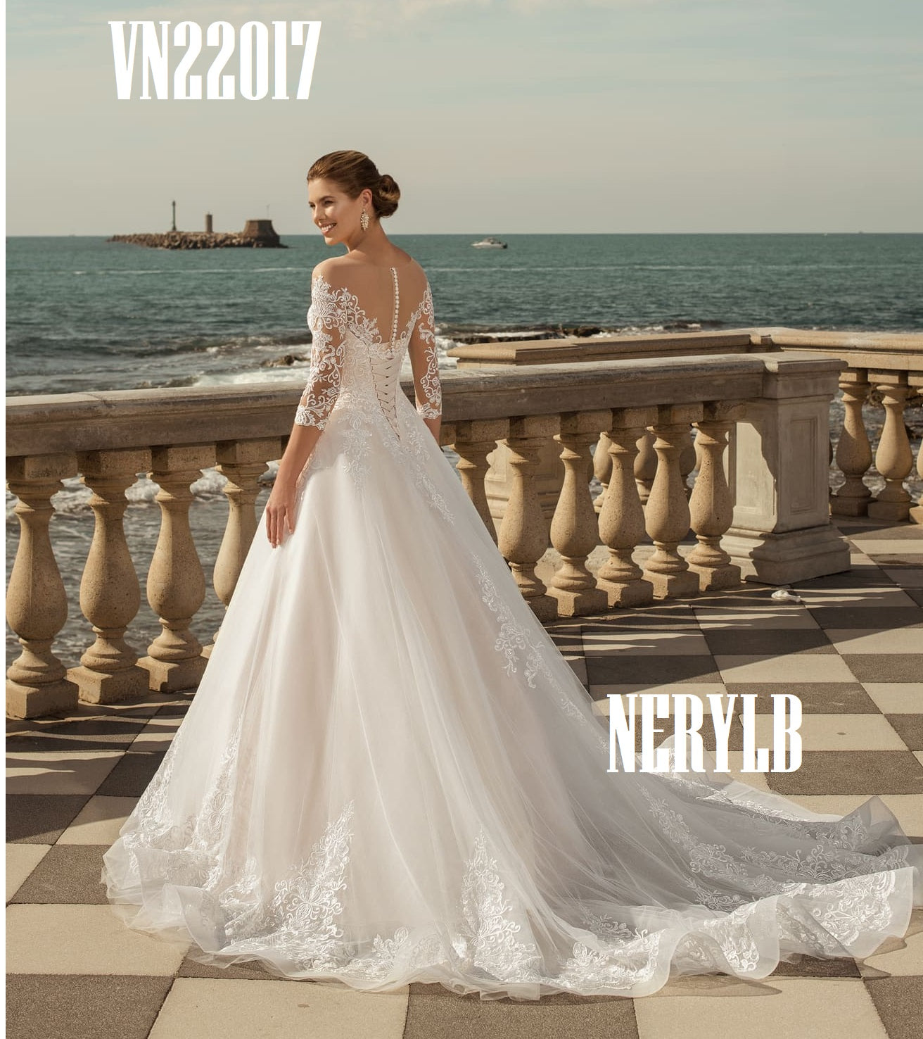 VN22017 Wedding dress A-Line/Vestido de novia linea-A – Nery LB