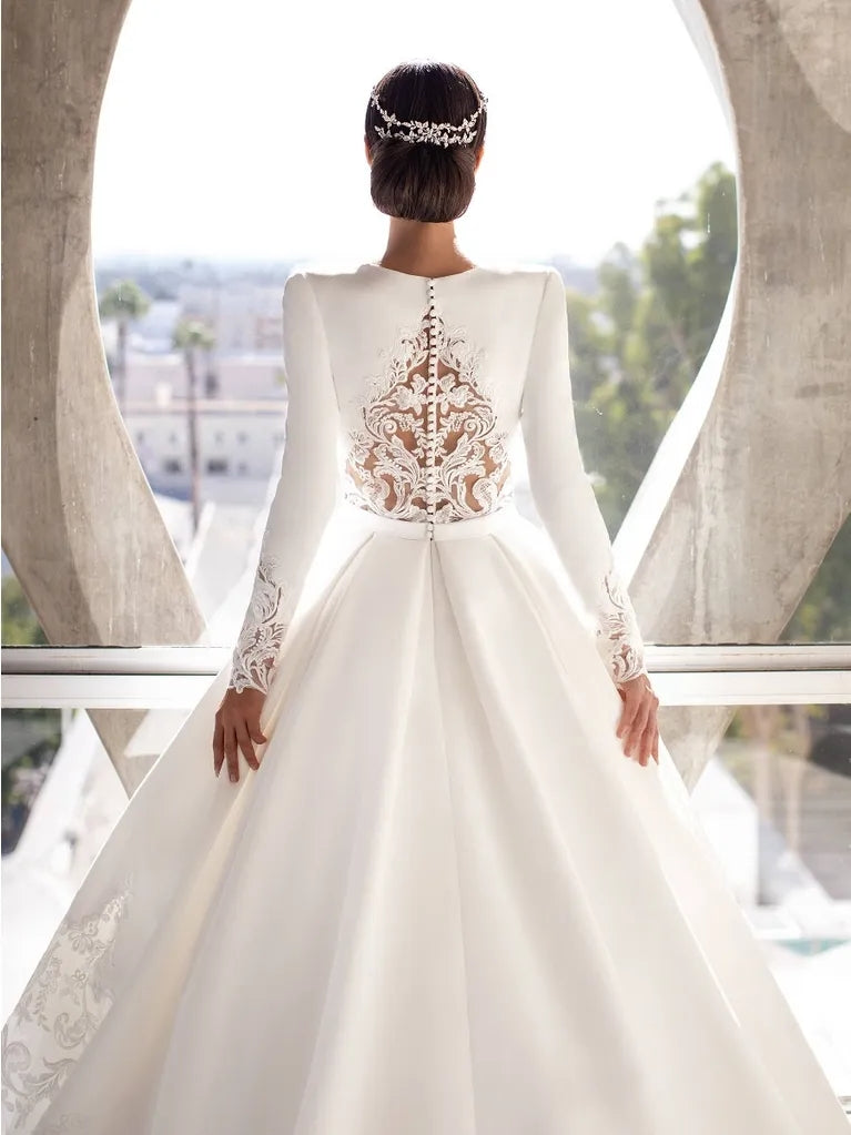 VN23022 Wedding dress long skirt/ Vestido de Novia larga falda de satin