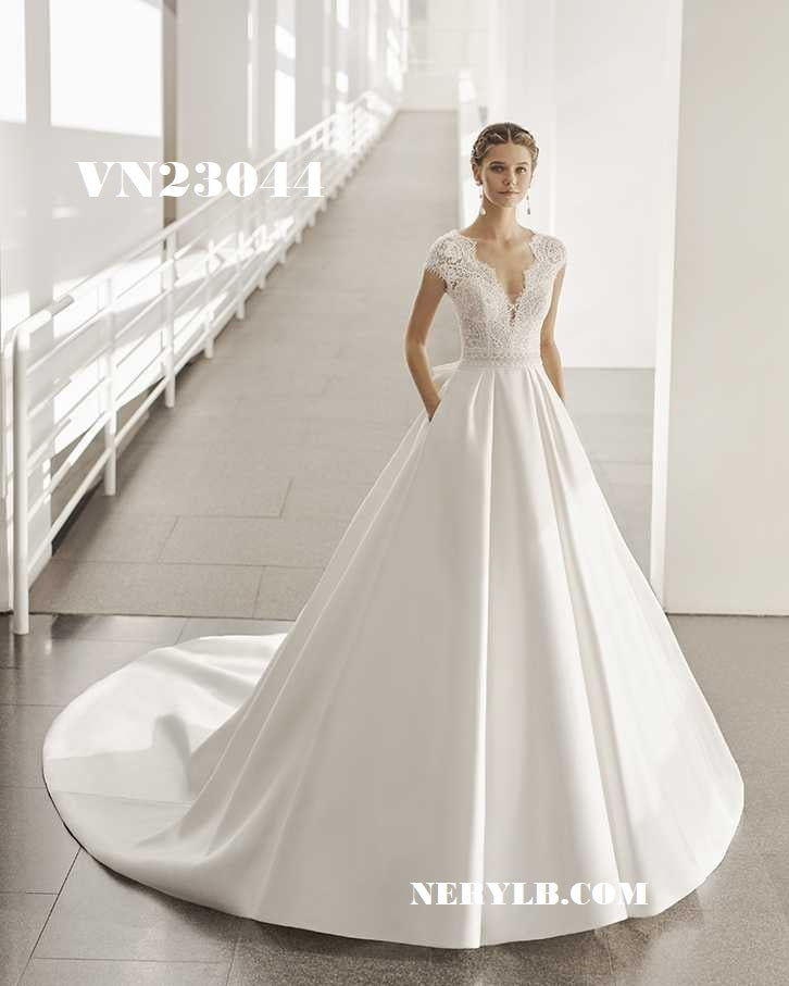 VN23044  satin wedding dress / Vestido de novia falda satin