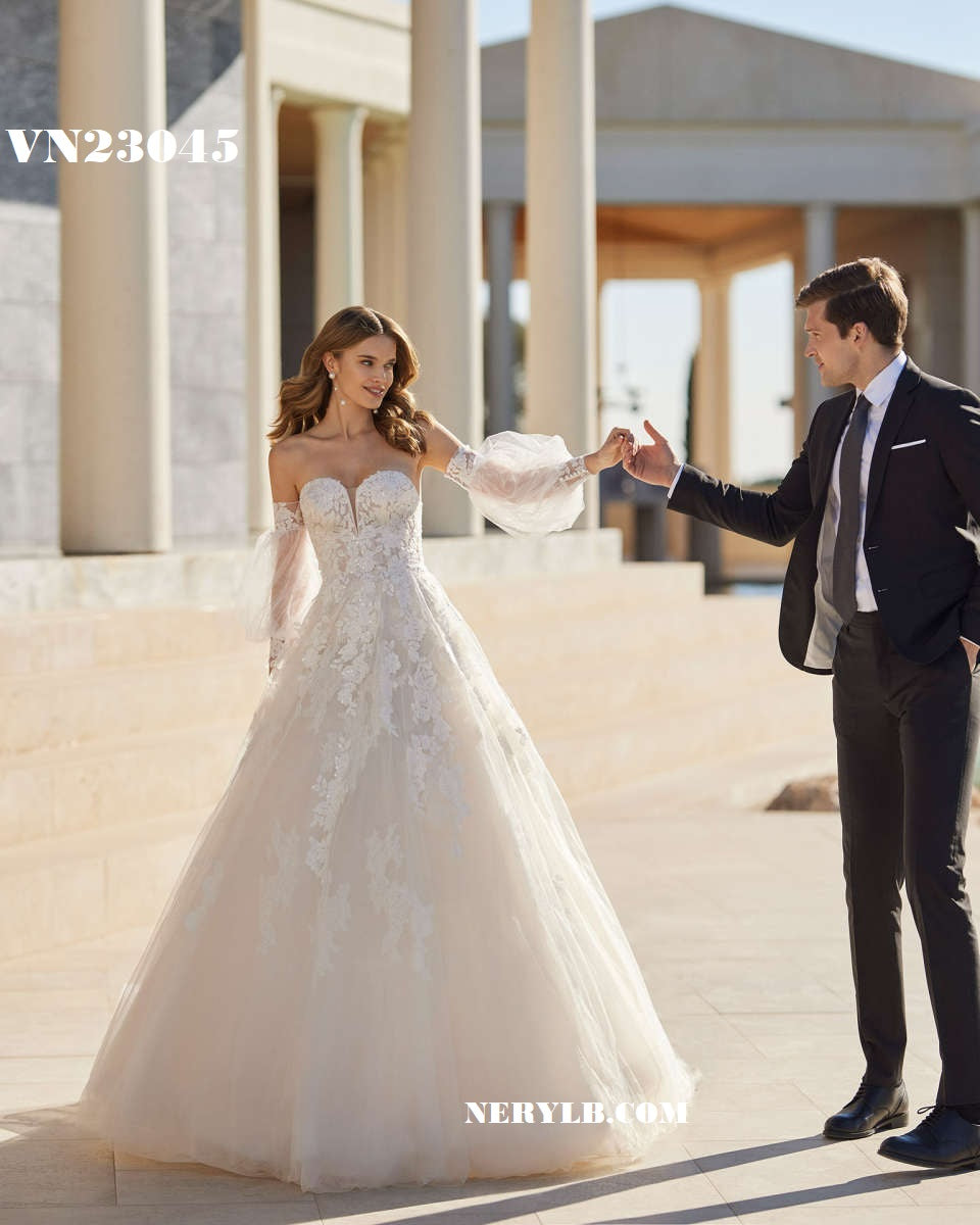 VN23045 Romantic sweet heart neck-linewedding dress / Vestido de novia escote corazon