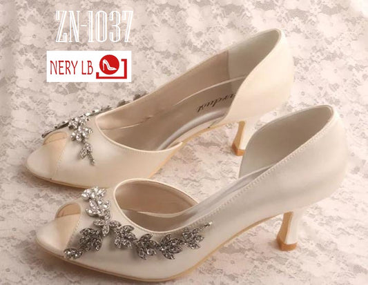 Elegant Bridal Peep Toe Pumps Crystal  /Zapatillas de Novia de punta abierta ZN-1037