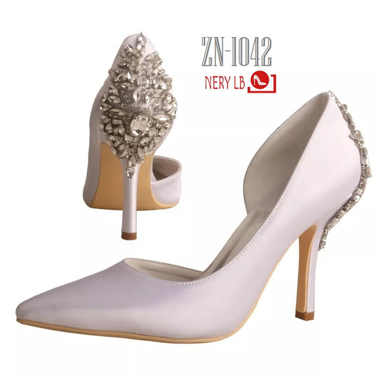 Heel Crystal Bridal Shoe/Elegantes Zapatillas de Punta Cristales en Talon ZN-1042