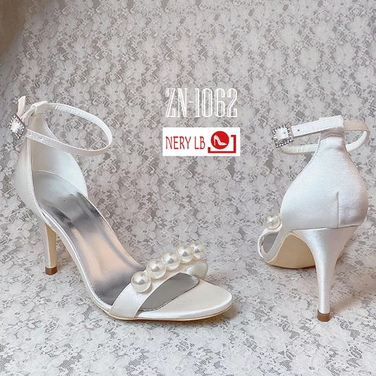 Bridal Satin Sandals with pearls /Sandalias de Satin con Perlas ZN-1062