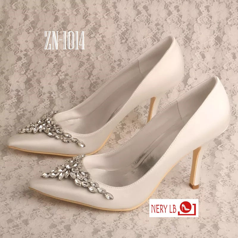 Bridal Pumps Rhinestone Embellished /Zapatillas de Novia con Aplicación de Cristales ZN-1014