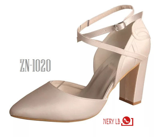 Bridal Pumps Ankle Strap/Zapatillas de Novia Cintilla en tobillo ZN-1020