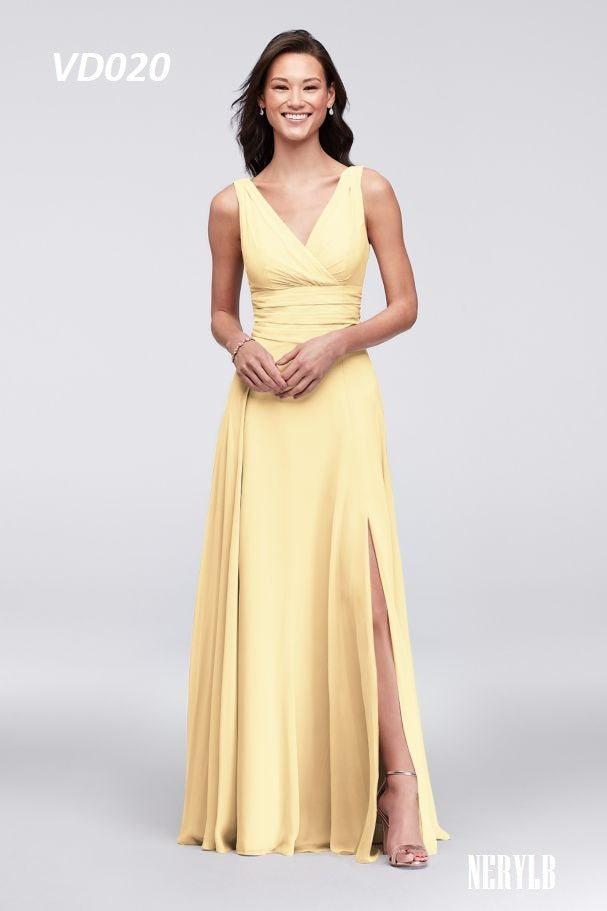 VD020 Bridesmaid dress V-neck line / Vestido Dama de la Novia cuello V