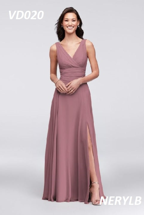 VD020 Bridesmaid dress V-neck line / Vestido Dama de la Novia cuello V